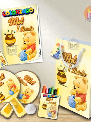Kit completo sacolinha personalizada ursinho pooh