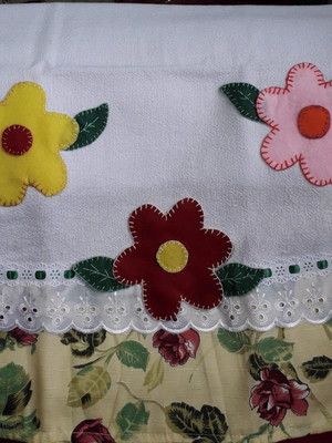 Pano de prato flores patch aplique