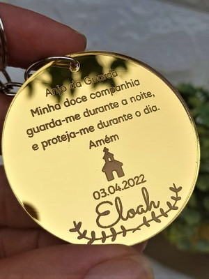 Chaveiro batizado anjo da guarda | personalizado
