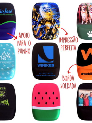 Mouse pad com apoio personalizado - descanso retangular