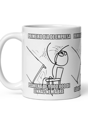 Caneca primeiro dia de empresa excel coffee com caixinha