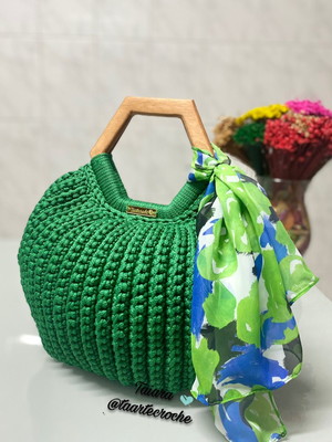 Bolsa de crochê verde
