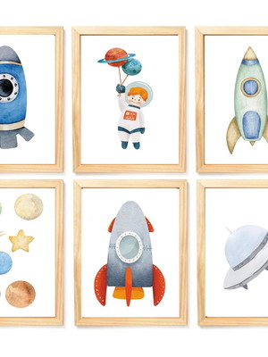 Kit quadro astronauta infantil decorativo quarto bebê menino