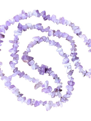 Colar fio cascalho pedra natural ametista lavanda - espiritu