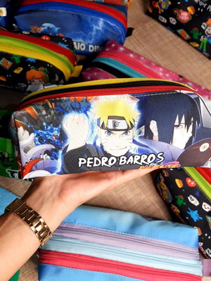 Estojo escolar personalizado com nome 2 zipers