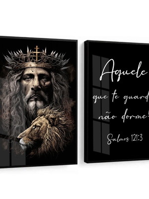 2 quadros jesus cristo leão de juda molduras com vidros