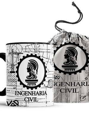 Caneca profissão engenharia civil com nome + saquinho