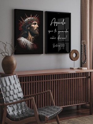 2 quadros jesus cristo frases religiosas molduras com vidros