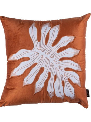 Almofada comcept ( capa )-premium -terracota/branco bordada