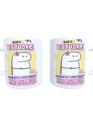 Caneca flork - bora estudar pq eu nasci bonita mas não rica