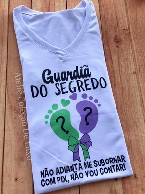 Baby look guardiã do segredo chá revelação - verde e lilás