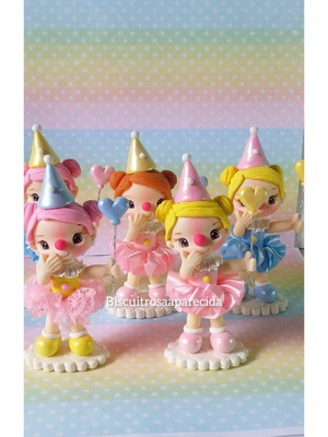 Lembrancinha de biscuit circo rosa candy
