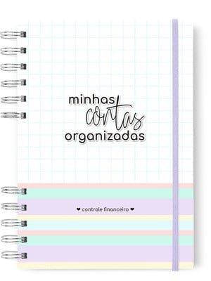 Caderno controle financeiro permanente com elástico