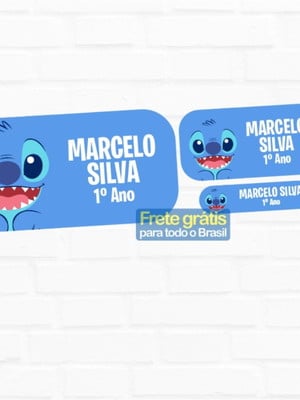 Etiqueta escolar stitch 130un frete grátis