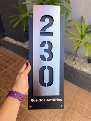 Algarismo residencial acm com inox - 3 dígitos 15x43
