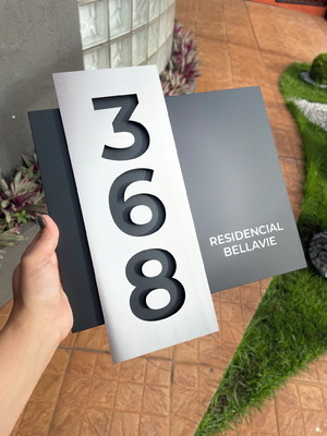 Algarismo residencial acm com inox - 3 dígitos 33x30