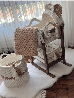 Berçinho cesto moisés de crochê/kit quarto bebê/enxoval