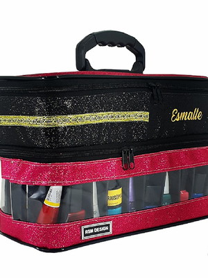 Necessaire-bolsas esmalteria para 40 esmaltes rsm pink