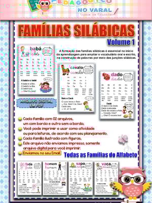 Família silábica simples e texto - arquivo para imprimir