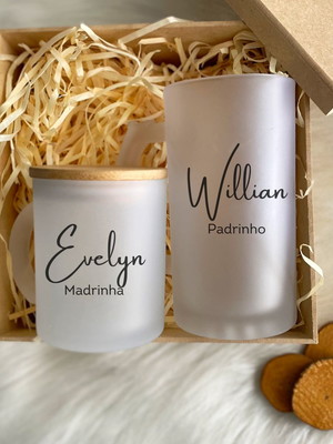Kit padrinhos - caneca de chopp e caneca de vidro jateada