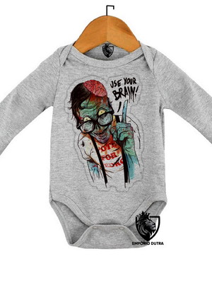 Body personalizado roupa de bebê zombie use your brain cereb