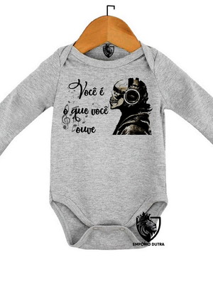 Body personalizado roupa de bebê musica caveira rock fone