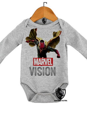 Body personalizado roupa de bebê vision marvel voando visão