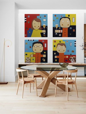 Quadro família personalizado marinho 90x360