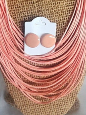 Colar fios encerados rosa