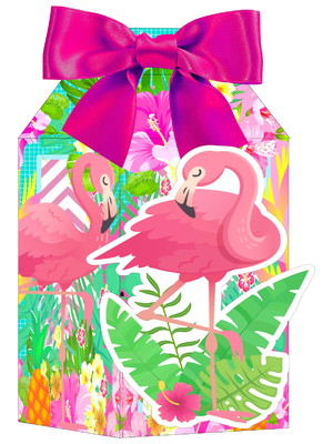 10 caixas milk flamingo com aplique 3d e laço