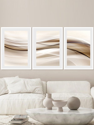 Quadros decorativos ondas elegantes trio 50x70cm