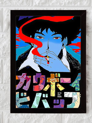 Cowboy bebop, anime, geek, nerd, quadro com moldura 33x24cm