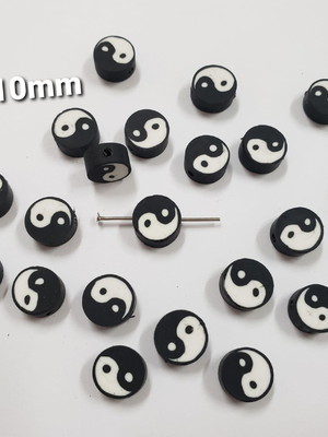 Micanga emborrachada ying yang 10mm p/bijouteria