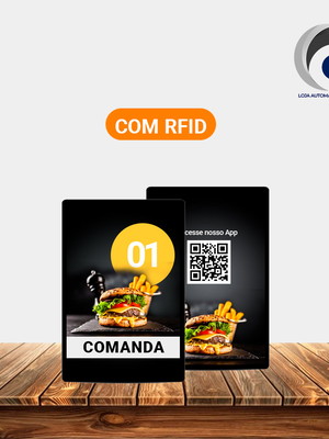 Comanda eletrônica pvc laminado com rfid -9x7cm