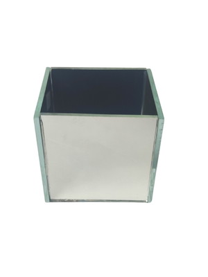 Cachepot vaso espelhado quadrado decoração 15x15x15cm