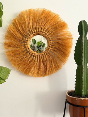 Espelho sisal dourado