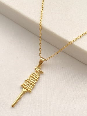 Colar pingente cajado opaxorô de oxalá folheado a ouro 18k