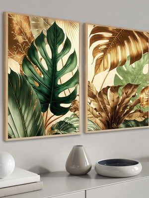 Quadros decorativos folhagem costela de adão com moldura