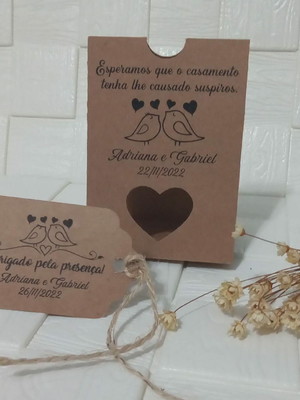 Suspiro de amor embalagem para casamento + tag