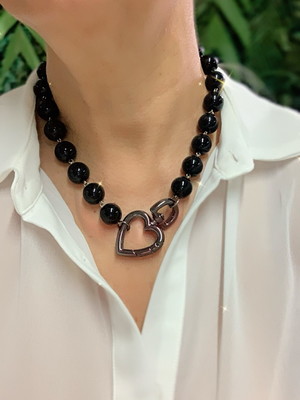 Colar black mosquetão onix