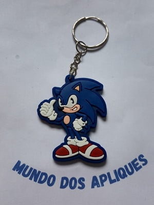 Chaveiro sonic emborrachado 5cm pacote com 45 chabveiros