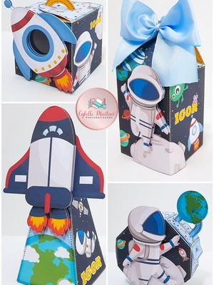 Kit festa astronauta mimos caixas personalizadas (40 peças)
