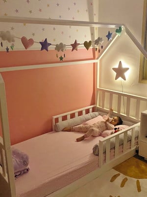 Varal cama montessoriana coração nuvem estrela feltro 8