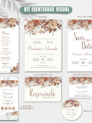 Kit identidade visual para casamento digital boho chic