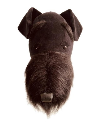 Cabeça de cão schnauzer em pelucia