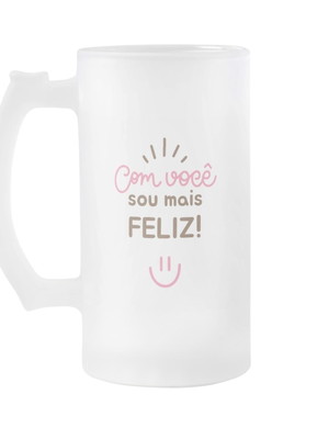 Copo de cerveja chopp personalizado com frase romântica
