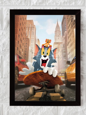 Tom e jerry, desenho, nerd, geek, quadro com moldura 33x24cm