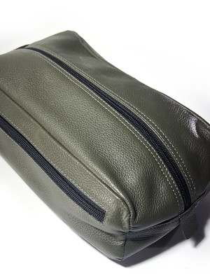 Necessaire couro 176-r raffai couros - verde oliva