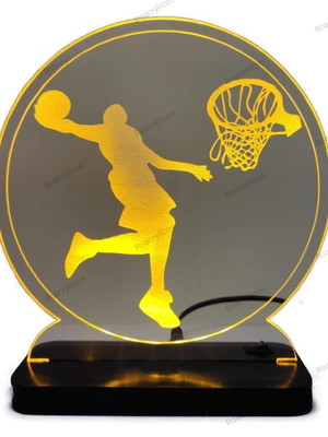 Abajur acrilico com led - jogador de basquete