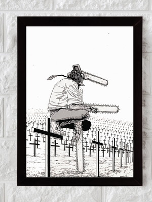 Chainsaw man, anime, geek, hq, nerd, quadro moldura 33x24cm